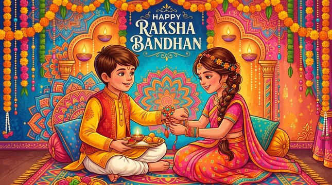 Raksha Bandhan celebration: Sister ties rakhi on brother's wrist, Indian festival joy