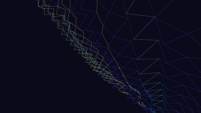 Abstract geometric wireframe structure on dark background