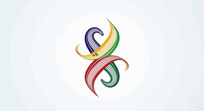 Dynamic multi colored swirl emblem for corporate identity branding
