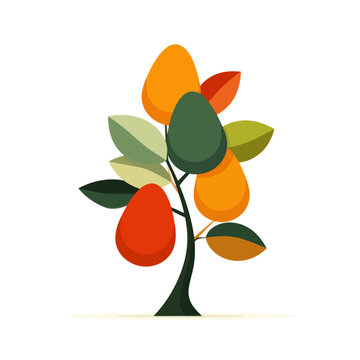 Colorful Avocado Tree Icon Isolated on Transparent Background