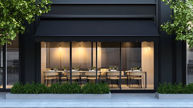 Modern Restaurant Interior with Tables and Chairs