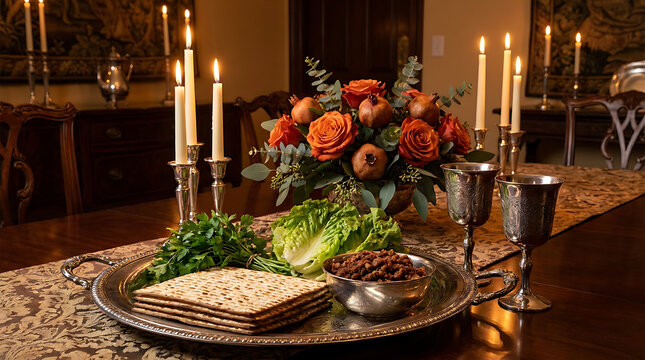 Passover Seder Plate with Traditional Food