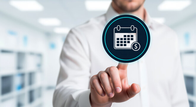 Subscription billing cycle management or event schedule scheduling via digital interface, specialist configuring project milestone calendar timeline or corporate payroll processing date
