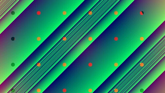 Abstract background with diagonal stripes and colorful dots, vibrant gradient colors.