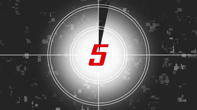 Ten Second Coundown Timer with Futuristic Colorful Glow Digital HUD interface.4k