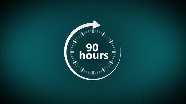 90 Hours Countdown Timer Animation with Circular Time Indicator and Progress Tracking Interface on Gradient Background 4K black background visuals