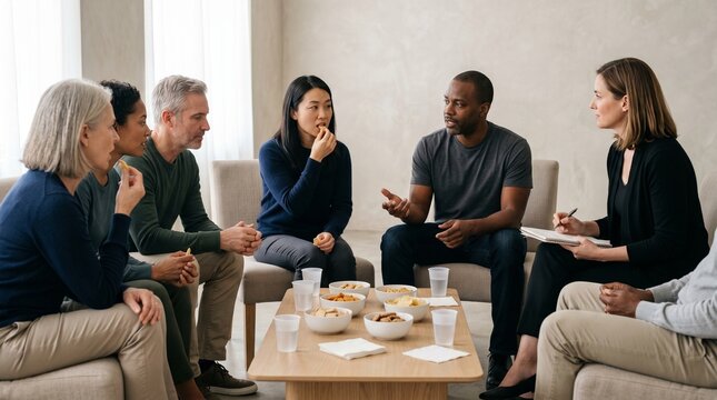 Consumer focus group tasting session with diverse adults in research studio