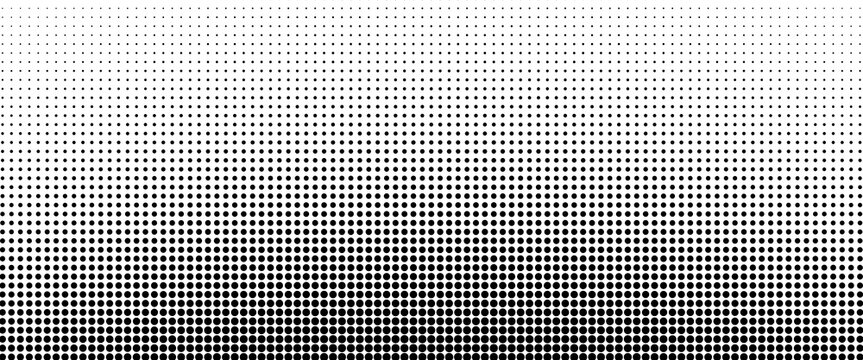 Dotted halftone gradient texture. Fading polka dot background. Repeated dots gradation pattern background. Black vanishing comic pop art overlay backdrop. Halftone raster effect wallpaper. Vector
