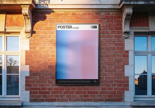 Brick Wall Poster Mockup For Print And Advertising Design