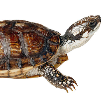 PNG of Close-up of a beautiful turtle featuring detailed shell patterns and textures.