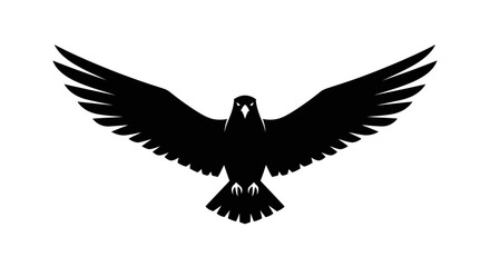 Fototapeta premium A minimalist black silhouette of a majestic bird soaring with wings spread wide