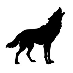 Obraz premium Howling Wolf Rampant Silhouette – Rearing Wild Wolf Vector Icon