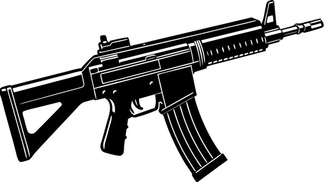 Assault Rifle Silhouette &ndash; Tactical Automatic Rifle Vector Icon