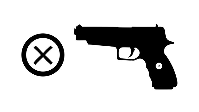 Handgun and Target Silhouette &ndash; Pistol Shooting Range Vector Icon
