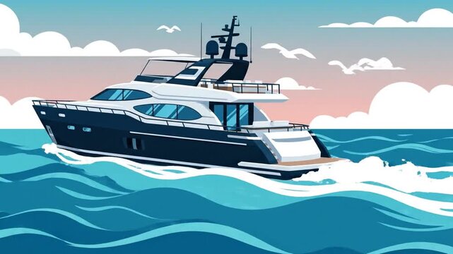 Sleek Luxury Yacht Sailing on Blue Waters