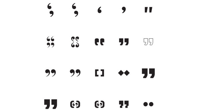 Graphic set of unique typographic punctuation and quote marks for editorial projects.