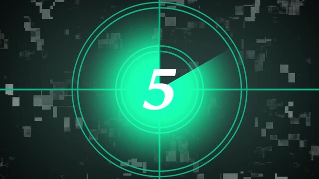 Ten Second  Coundown  Timer with Futuristic Colorful Glow Digital HUD interface. Ten to Zero countdown Hi Tech modern digital effect element.4k