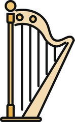Fototapeta premium Harp, an ancient string instrument, icon for music and entertainment