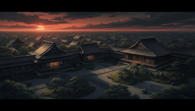 日本の歴史絵巻 時代劇背景イラスト
