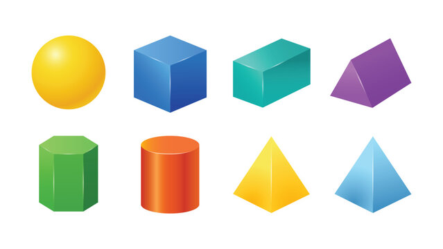 Colorful 3d geometric shapes