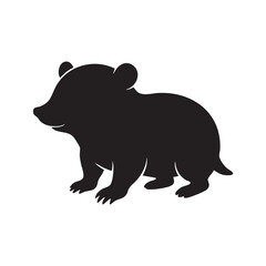 Black bear cub silhouette isolated on white background, Vector, illustration © Emdad
