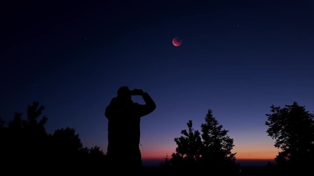Amateur astronomer observing stars, planets, Moon and other celestial objects.