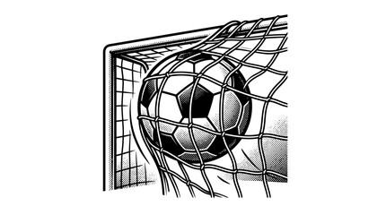 Soccer Ball in Goal Net Closeup. © Jaelani