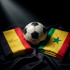 Naklejka premium belgium senegal flags with soccer ball