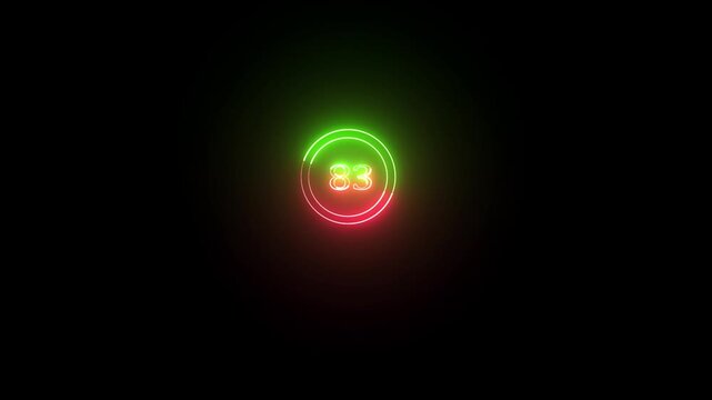 83 font number neon text animation marketing background. Business number icon digit video
