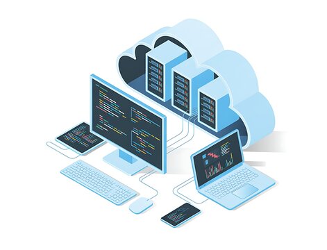Isometric Cloud Computing Infrastructure with Servers and Connected Devices