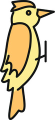 Obraz premium Woodpecker bird animal icon with yellow body and crest on white background