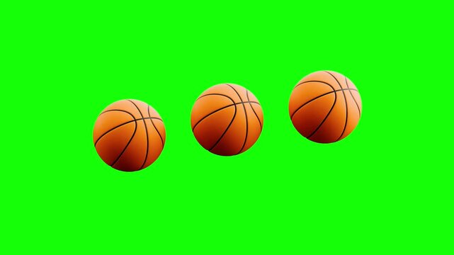 3D Basketball Balls Loading Loop Animation with Green Screen Chroma Key, and Black and White Background