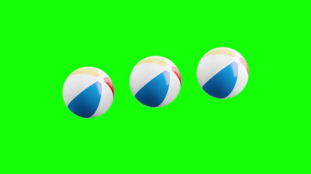 3D Beach Balls Loading Loop Animation with Green Screen Chroma Key, and Black and White Background