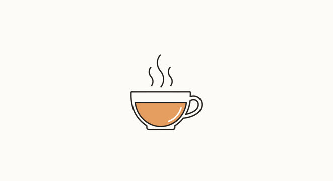 A simple vector illustration of a steaming hot cup of coffee