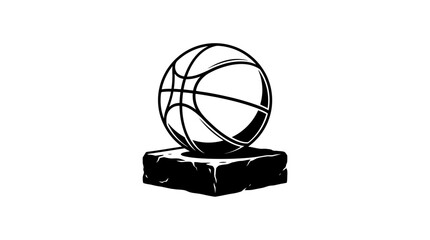 Basketball on black trophy award. © Aulia