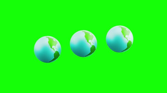 3D Earth Planets Loading Loop Animation with Green Screen Chroma Key, and Black and White Background