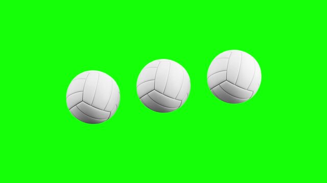 3D Generic Volleyball Balls Loading Loop Animation with Green Screen Chroma Key, and Black and White Background
