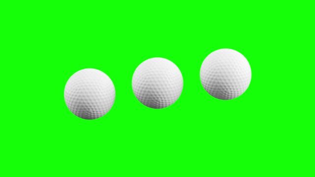 3D Golf Balls Loading Loop Animation with Green Screen Chroma Key, and Black and White Background