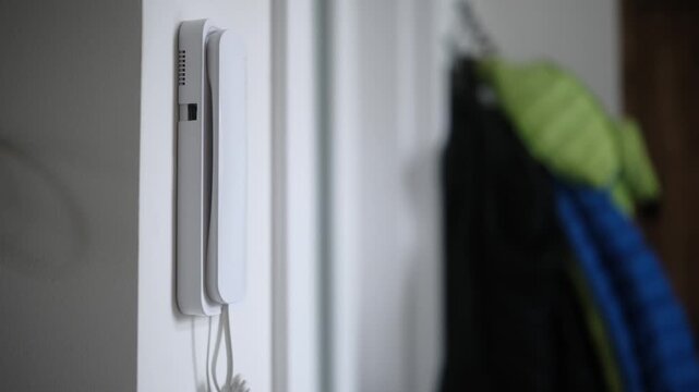 Intercom Handset Ringing In The Apartment From The Visitors' Call Outside