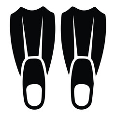 Swimming flippers icon silhouette for scuba diving and snorkeling. © Most Anowara