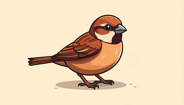 Brown bird with white markings standing.