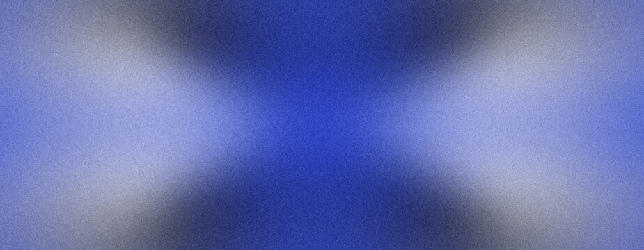 Symmetrical blue abstract background with central dark cross and soft white grainy glow effects creating professional tech concept for digital presentations.