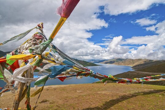 The Yamdrok lake along the friendship highway, Tibet, Asia