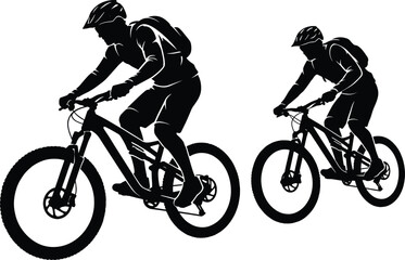 Fototapeta premium Silhouettes of Mountain Bikers Depicting Outdoor Adventure