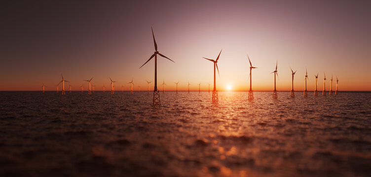 Wind farm in the ocean