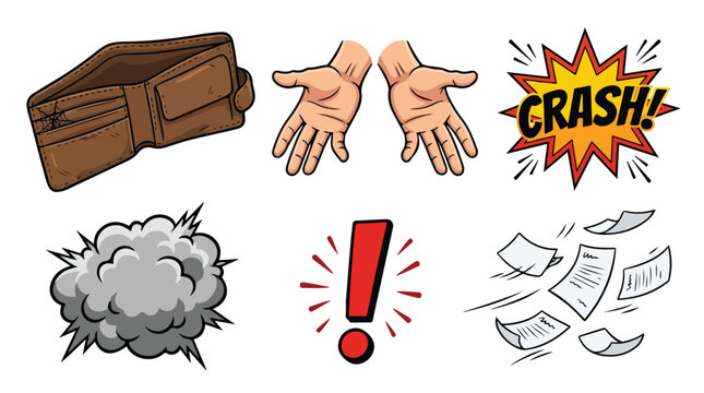 Close-up of a wooden box with two hands and a comic explosion with papers and an exclamation mark indicating a sudden