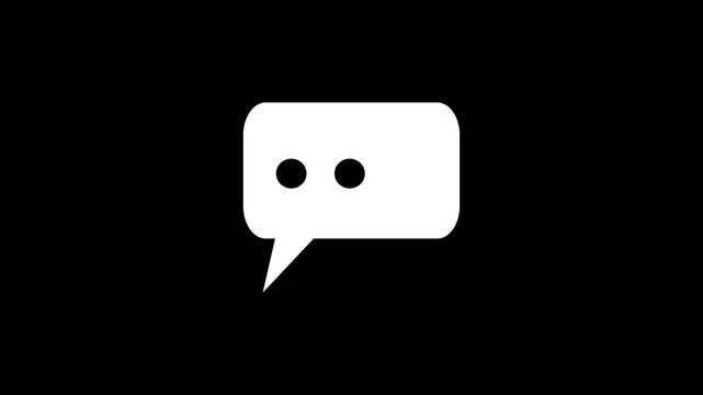 Simple style thought or speech bubble animation. Chat, speech bubble icon animation on green background 4K video