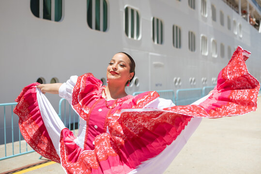 Blurry dancer in traditional clothing for Folk in Mexico
