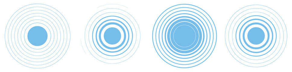 Naklejka premium Radial lines icon featuring center pulse, circular wave patterns, dynamic echo effect, audio visualization, signal graphics, and geometric abstract design, vector illustration, vector, designs