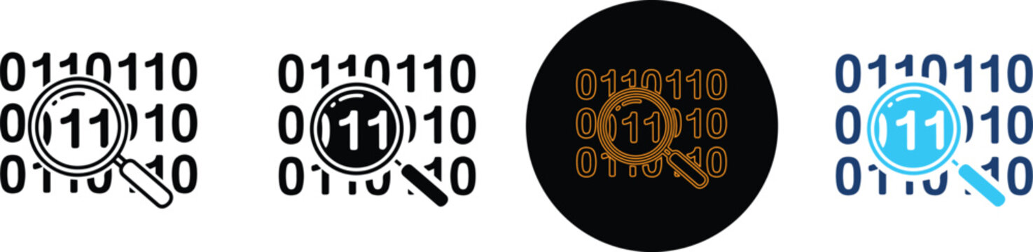 Magnifying Glass Inspecting Binary Code Data